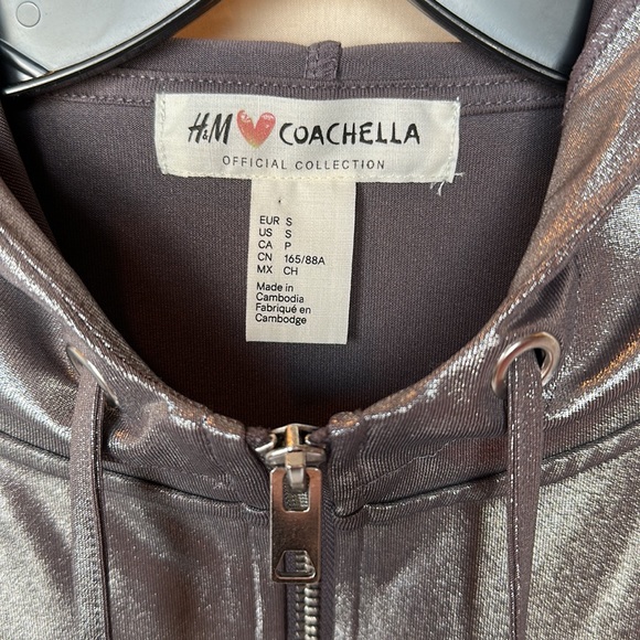 H&M Coachella official collection metallic zip hooded jacket - Picture 3 of 3